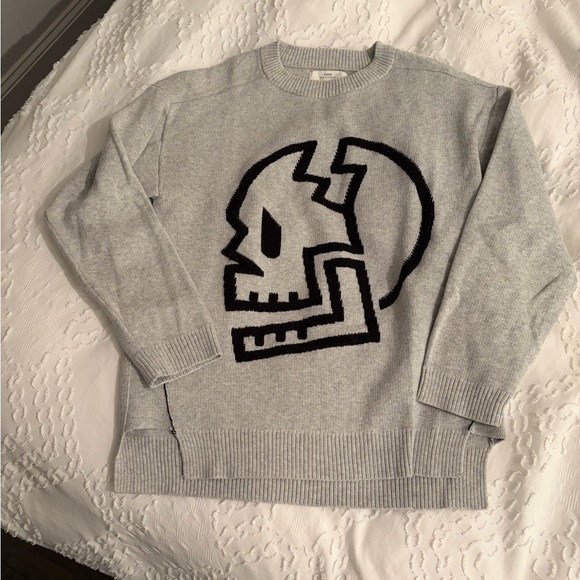 Zara Other - Zara boys collection Light Gray Crewneck Sweater with Skull Design